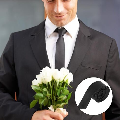 Black Skinny Tie for Women and Men, Adjustable Zipper Skinny Tie, Solid Color Satin Ties for Wedding & Business (Black, 57.08 x 1.06-1.57 In) in Saudi Arabia