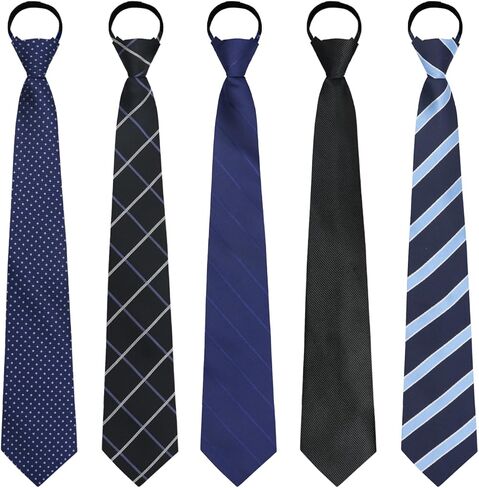 Zipper Ties for Men Set, Pre-tied Striped Neckties for Men Pack Adjustable Bulk Mens Ties for Graduation Work Casual in Saudi Arabia