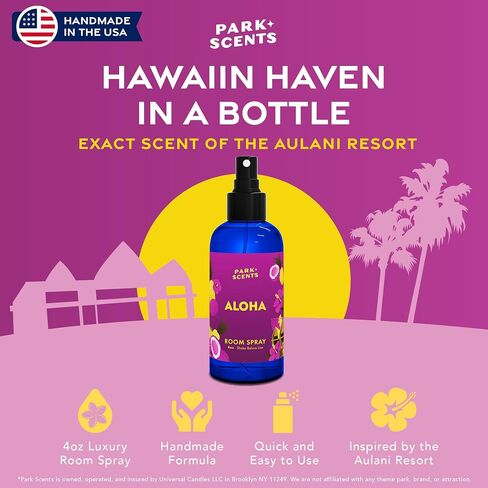 Park Scents Aloha – Hawaii Resort Theme Park Inspired Luxury Hotel Fragrance Room Spray – Coconut, Pineapple, Tropical Florals & Vanilla Air Freshener Spray – Birthday Gifts for Women, Sister (4oz) in Saudi Arabia