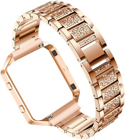 UKCOCO Comaptible for Fitbit Blaze Band with Case Frame Diamond Crystal Metal Replacement Strap Watch Accessories for Women in Kuwait