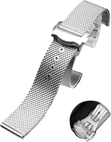20mm 22mm Milanese Watch Band Compatible With Omega 007 Compatible With Seamaster 300 Bracelet Mesh Stainless Steel Strap Folding Buckle(Silver,20mm) in Saudi Arabia