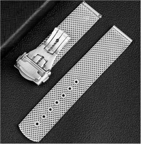 20mm 22mm Milanese Watch Band Compatible With Omega 007 Compatible With Seamaster 300 Bracelet Mesh Stainless Steel Strap Folding Buckle(Silver,20mm) in Saudi Arabia