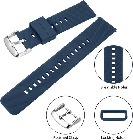 TStrap Silicone Watch Straps 20mm - Quick Release Watch Bands Soft Rubber Black - Waterproof Military Watch Strap for Men Women - for Smart watch Straps Replacement - 18mm 19mm 20mm 21mm 22mm in Saudi Arabia
