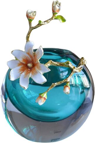 Handcrafted Glazed Glass Vase - 9 Inch Art Decor for Home, Floral Arrangement Centerpiece, Colorful Translucent Tabletop Décor in Kuwait