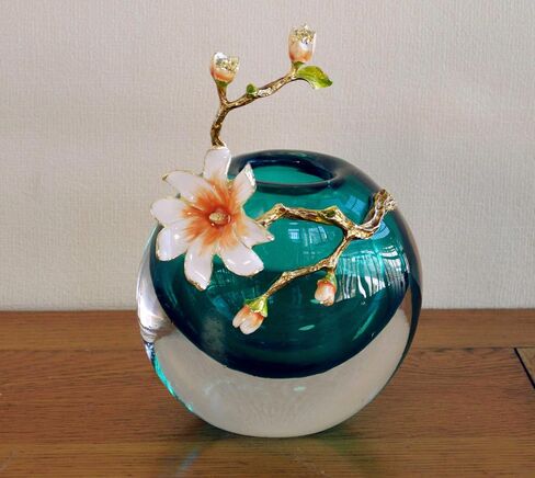 Handcrafted Glazed Glass Vase - 9 Inch Art Decor for Home, Floral Arrangement Centerpiece, Colorful Translucent Tabletop Décor in Kuwait