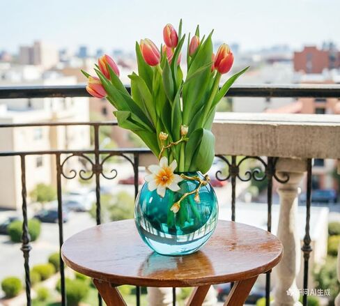 Handcrafted Glazed Glass Vase - 9 Inch Art Decor for Home, Floral Arrangement Centerpiece, Colorful Translucent Tabletop Décor in Kuwait
