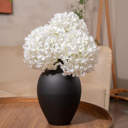 Matte Black Metal Vase, 9.5 Inch Tall Oval Shaped Decorative Flower Vase for Tabletop, Minimalist Modern Home Décor, Centerpieces for Living Room, Dining Room, Wedding or Office in Saudi Arabia