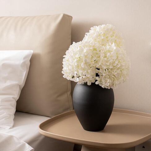 Matte Black Metal Vase, 9.5 Inch Tall Oval Shaped Decorative Flower Vase for Tabletop, Minimalist Modern Home Décor, Centerpieces for Living Room, Dining Room, Wedding or Office in Saudi Arabia