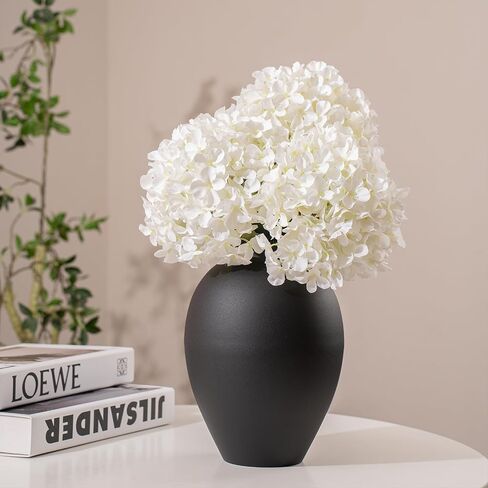 Matte Black Metal Vase, 9.5 Inch Tall Oval Shaped Decorative Flower Vase for Tabletop, Minimalist Modern Home Décor, Centerpieces for Living Room, Dining Room, Wedding or Office in Saudi Arabia