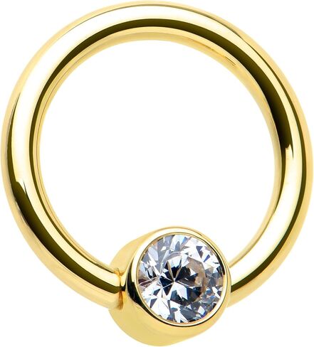 Body Candy Customizable 14G Captive Bead Ring 14k Yellow Solid Gold CZ Captive Ring Personalized Nipple Cartilage Septum Body Piercing Jewelry in Kuwait