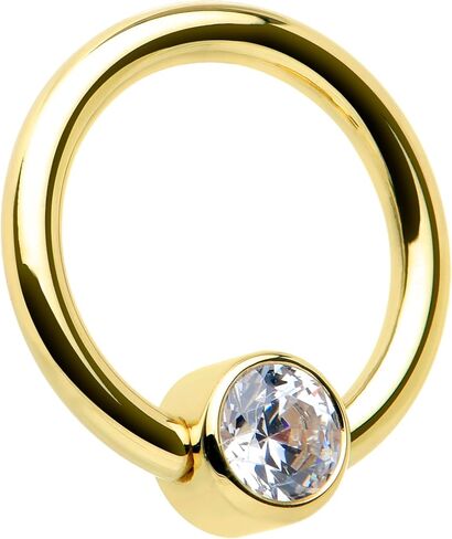 Body Candy Customizable 14G Captive Bead Ring 14k Yellow Solid Gold CZ Captive Ring Personalized Nipple Cartilage Septum Body Piercing Jewelry in Kuwait