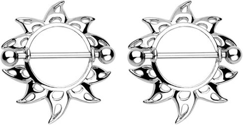 2pcs Rising Sunburst Nipple Shield Ring 316L Surgical Steel 14G in Saudi Arabia
