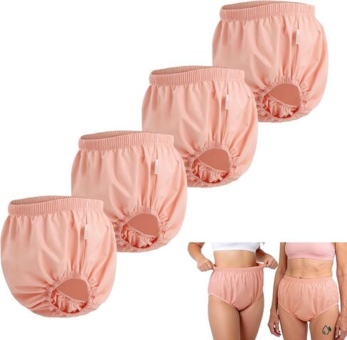 Washable Reusable Adult Diaper Cover, 2 PCS Plastic Pants Anti-Side Flap Leak-Proof Rubber Pants, Waterproof Diaper & Adult Cloth Diapers, Pink M Unisex for Adults Elderly Home & Travel in Saudi Arabia