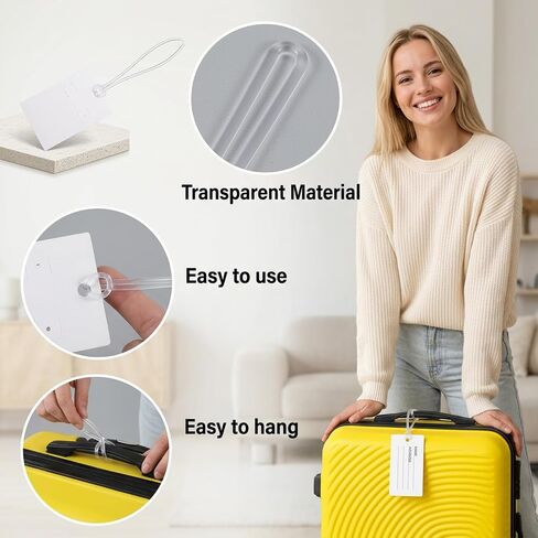 50 Pack 6 Inch Clear Plastic Luggage Tag Straps Loops, Transparent Name Tag Holders Worm Loops for ID Cards Badge Luggage Bags, Straps Only in Saudi Arabia
