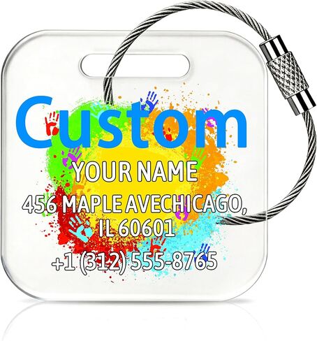 8-300 Pcs Custom Acrylic Luggage Tags,Double-Sided Printing Custom Your Name ID/Logo Acrylic Bag Tags with Cable Fastener,Personalized Backpack Charm for Men/Women/Taem Travel Suitcases Labels in Saudi Arabia