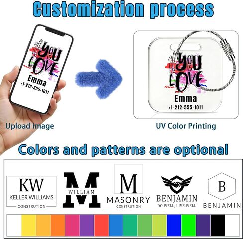 8-300 Pcs Custom Acrylic Luggage Tags,Double-Sided Printing Custom Your Name ID/Logo Acrylic Bag Tags with Cable Fastener,Personalized Backpack Charm for Men/Women/Taem Travel Suitcases Labels in Saudi Arabia