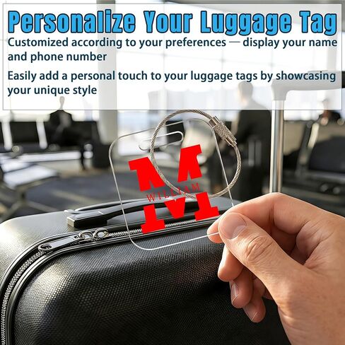 8-300 Pcs Custom Acrylic Luggage Tags,Double-Sided Printing Custom Your Name ID/Logo Acrylic Bag Tags with Cable Fastener,Personalized Backpack Charm for Men/Women/Taem Travel Suitcases Labels in Saudi Arabia