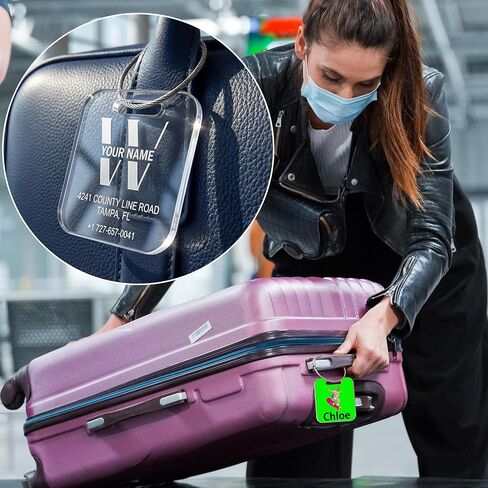 8-300 Pcs Custom Acrylic Luggage Tags,Double-Sided Printing Custom Your Name ID/Logo Acrylic Bag Tags with Cable Fastener,Personalized Backpack Charm for Men/Women/Taem Travel Suitcases Labels in Saudi Arabia