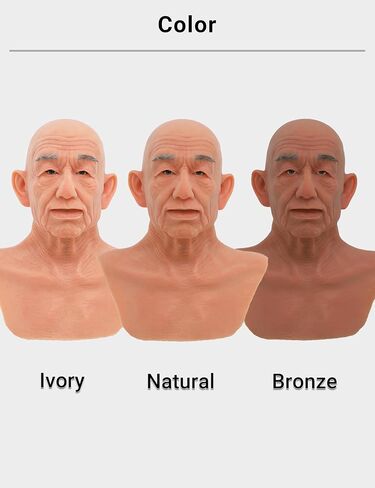 Realistic Old Man Silicone Head Mask for Halloween Cosplay Full Face Skin Makeup without mustache in Kuwait