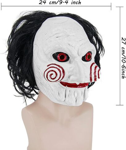 Billy Costume Mask for Men Adult Scary Halloween Costumes Horror Movie Killer Cosplay Full Head Latex Mask with Red Bow Tie and White Gloves KF021 in Saudi Arabia