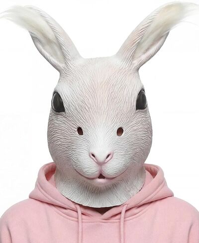 Bunny Mask Rabbit Head Mask with Long Ears, Unisex Animal Customer Mask for Halloween, Easter, Carnival, Cosplay Party Costume Accessories in Saudi Arabia