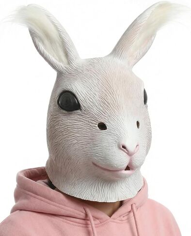 Bunny Mask Rabbit Head Mask with Long Ears, Unisex Animal Customer Mask for Halloween, Easter, Carnival, Cosplay Party Costume Accessories in Saudi Arabia