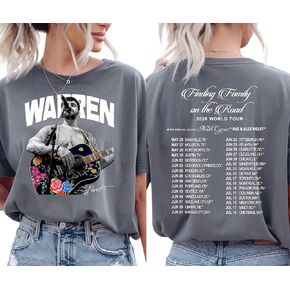 تي شيرت Alex Concert Outfit، قميص هدية لمحبي الموسيقى بطباعة خلفية، قميص W.a.r.r.e.n، تي شيرت للحفلات الموسيقية للجنسين متعدد الألوان in Kuwait