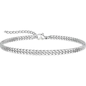 PICNHUAN Gold/Silver Ankle Bracelets for Women 14K Gold Plated Women's Anklets Silver Cuban Chain Anklet Waterproof Stainless Steel Anklet Summer Beach Foot Chain Jewelry Gifts for Women in Saudi Arabia