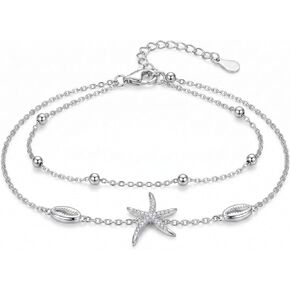 Starfish Anklet Beach Seashell Ankle Layered Bracelets Boho Beach Starfish Jewelry Gifts for Women in Saudi Arabia
