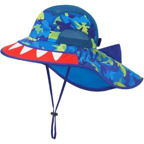 WAWSAM Kids Sun Hat for Boys and Girls, UV Protection Breathable Mesh Summer Beach Hat with Wide Brim for Age 4-12 in Kuwait
