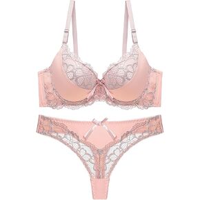 Women's Exotic Lingerie Sets Floral Mesh Lace Full Cover Underwire Push Up Bra and Panty Set 2 Piece Lingerie Set in Saudi Arabia
