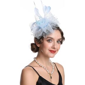 Women Feather Fascinator Hat with Veil Women's Vintage Style Headpiece for Weddings in Saudi Arabia