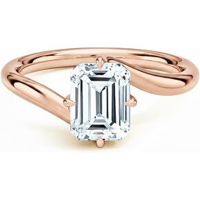 IGI Certified 1-5 Carat Single Stone Lab Grown Diamond Engagement Ring, Emerald Cut, 14K White, Yellow & Rose Gold, D-E Color VVS Clarity, Proposal Wedding Anniversary Ring for Women (Sizes 6-11) in Saudi Arabia