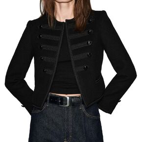 Women's Steampunk Military Jacket Wool Blend Napoleon Style Crew Neck Button Design Casual Blazer in Saudi Arabia