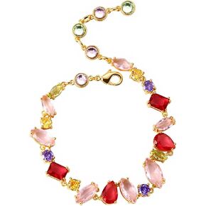 14K Gold Plated Cubic Zirconia Birthstone Tennis Bracelet, Classic Fine Jewelry for Women in Saudi Arabia