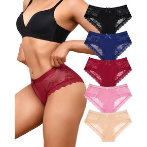 LEVAO Sexy Underwear for Women Lace Cheeky Briefs Comfortable Seamless Bikini Panties 5 Pack S-XXL in Kuwait
