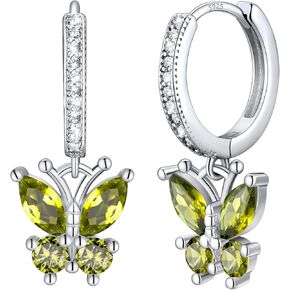 SILVERCUTE 925 Sterling Silver Butterfly Earrings for Women - Dainty Butterfly Birthstone Earrings,Hypoallergenic Dangle Earring, Birthstone Jewelry Birthday Gifts for Women in Saudi Arabia