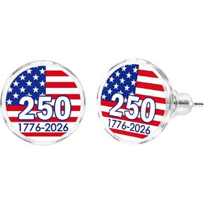4th of July Earrings for Women United States 250th Anniversary Merchandise 1776-2026 250 Years American Flag Stripe Star Earrings Patriotic Red White Blue Independence Day Jewelry in Saudi Arabia