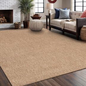 Washable Easy Jute Rug 5x7, Indoor Outdoor Rugs Natural Color Farmhouse Area Rugs for Living Room, Kitchen, High Traffic Area, Easy to Clean Solid Boho Woven Design Outside Carpet (5 X 7 Natural) in Saudi Arabia