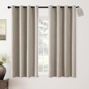 ChrisDowa 100% Blackout Curtains for Bedroom - Linen Blackout Curtains 63 Inch Length Room Darkening Thermal Insulated Grommet Top Window Treatment Drapes 2 Panels, Light Grey 52" W x 63" L in Saudi Arabia