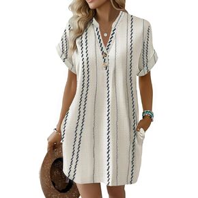kipfall Summer Dresses for Women 2026 Button Down V Neck Sundress Vacation Beach Coverup Dress Trendy Basic Outfits in Saudi Arabia