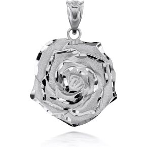 Elegant 10k Gold Rose Flower Floral Pendant Charm Necklace in Saudi Arabia