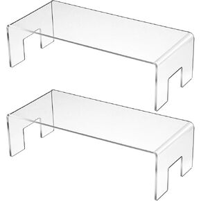 2 Pack Acrylic Risers Display Stands, 5mm Thick Clear Small Acrylic Shelf Riser Display RisersAcrylic Showcase Fixtures Shelf for Dessert Cupcake Figures Cosmetics Perfume（11.8 x 4.92 x 3.35 inch） in Saudi Arabia