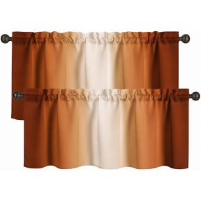 Purple Valances for Window,Ombre Light Filtering Short Curtains for Kitchen Bedroom Living Room,Rod Pocket Top Small Window Treatment Valance RV Bunk Panels,52" Wx18 L,2 Pieces in Saudi Arabia