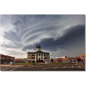 Storm Photography Print (Not Framed) Picture of Supercell Thunderstorm Over Washita County Courthouse in Cordell Oklahoma Town Square Wall Art Weather Decor (8" x 10") in Saudi Arabia
