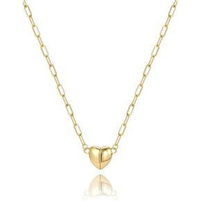 14K Gold/Silver Heart Necklaces for Women, Magnetic Heart Necklace, Dainty Paperclip Chain with Easy-On Magnetic Clasp, Tarnish Resistant Bubble Heart Pendant, Tiny New Beginnings Gift for Her in Saudi Arabia