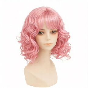 Short Black Curly Wigs for Women Natural Wavy Anime Cosplay Wig 1920s Carnival Halloween Costume Fancy Dress Up Drag Queen Party Flapper Wig in Saudi Arabia