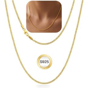 925 Sterling Silver Cuban Chain Necklace for Women, 1.5mm/2mm Curb Thin Chains Jewelery Gifts 14 16 18 20 22 24 Inch in Saudi Arabia
