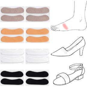 8 Pairs Sandal Strap Cushion Strips, 4 Colors Self-Adhesive Heel Liners Anti-Slip Heel Strap Cushion Pads for Shoes Too Big Slipping Rubbing (Clear, Yellow, Black, Gray) in Saudi Arabia