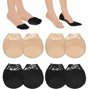 4 Pairs Toe Covers for Women, Toe Socks for Heels with Padding, Half Socks for Heel & Mules to Prevent Blisters (Beige and Black) in Saudi Arabia